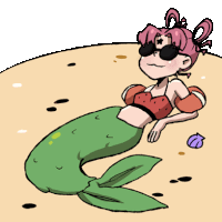 a drawing of a mermaid wearing sunglasses