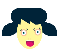 a cartoon drawing of a girl with a surprised expression on her face