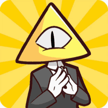 a cartoon of a man with a triangle head and an eye