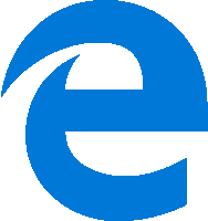 a blue and white logo with the letter e in the center