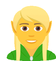 a cartoon illustration of a woman with long blonde hair and a green shirt