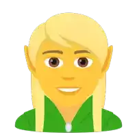 a cartoon illustration of a woman with long blonde hair and a green shirt