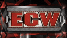 a sign that says ecw in red on a black background