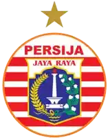 a logo for persija jaya raya with a gold star on top