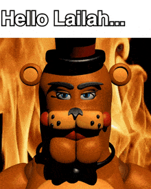 a picture of a teddy bear with the words hello lailah written above it