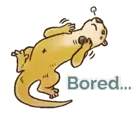 a cartoon of an otter laying on its back with the words bored below it