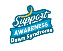 a logo that says support awareness down syndrome on it