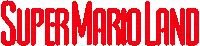 a logo for super mario land in red letters on a white background