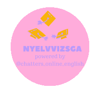 a pink circle that says nyelvvizsga powered by chatters_online_english