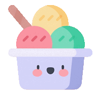 a cup of ice cream with three different flavors