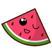 a slice of watermelon with a smiling face on it