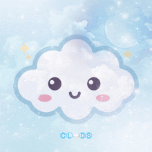 a picture of a cloud with a smiling face and the words clouds below it