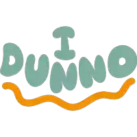 a logo that says i dunno with an orange swirl