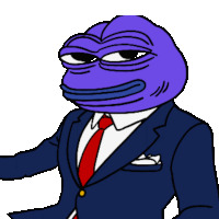 a purple frog wearing a suit and red tie