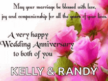 a wedding anniversary card with kelly and randy 's names