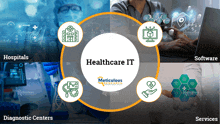 a graphic showing different types of healthcare it including diagnostic centers software and services