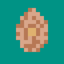 a pixel art drawing of a brown egg with a yellow square in the middle .