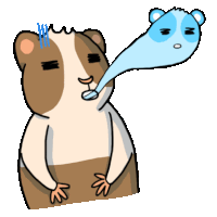 a cartoon drawing of a guinea pig with a ghost coming out of it 's mouth