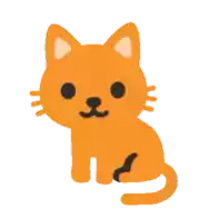 an orange cat with a black tail is sitting on a white background