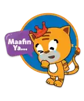 a cartoon cat with a speech bubble that says " maafin ya "