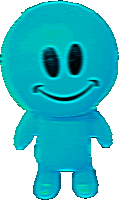 a blue smiley face with black eyes and a smile on it