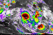 a satellite image of a hurricane named himawari-floater rbtop ir