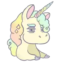 a drawing of a unicorn with a colorful mane and horn