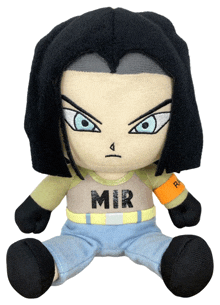 a stuffed animal with a mir shirt on