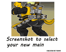 screenshot to select your new main created by nessy on a white background