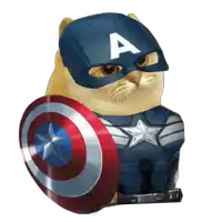 a doge wearing a captain america costume with a shield