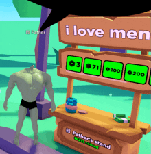 a sign that says ' i love men ' on it in a video game