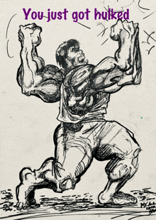 a drawing of the hulk with the words " you just got hulked "