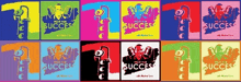 a poster that says " fight for success " on it in different colors