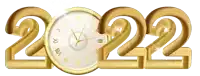 gold numbers 2022 with a gold clock in the middle