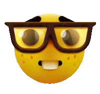 a yellow smiley face with glasses on it 's face .