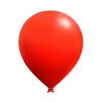 a red balloon is floating in the air