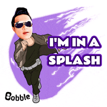 a cartoon of a man with the words " i 'm in a splash "