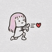 a drawing of a girl blowing a heart with her hand .