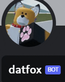 a picture of a dog in a circle with the name datfox