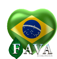 a green heart with a brazilian flag on it and the words fava sementes below it