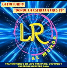 a poster for latin radio shows a lr logo