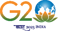 a logo for g2q india 2023 with a globe and a flower