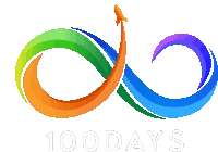 a rainbow colored infinity symbol with the words 100 days underneath it