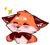 a sticker of a fox with its eyes closed and a star above its head