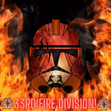 a poster for the 33rd fire division with a helmet