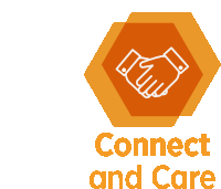 a logo for connect and care with a handshake