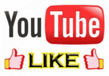 a youtube logo with two thumbs up icons