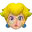 a blurred image of princess peach 's face with a yellow hair and blue earrings .