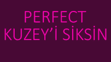 a purple background with pink text that says perfect kuzey 'i sikin