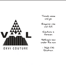 a black and white logo for oxi couture with a quote